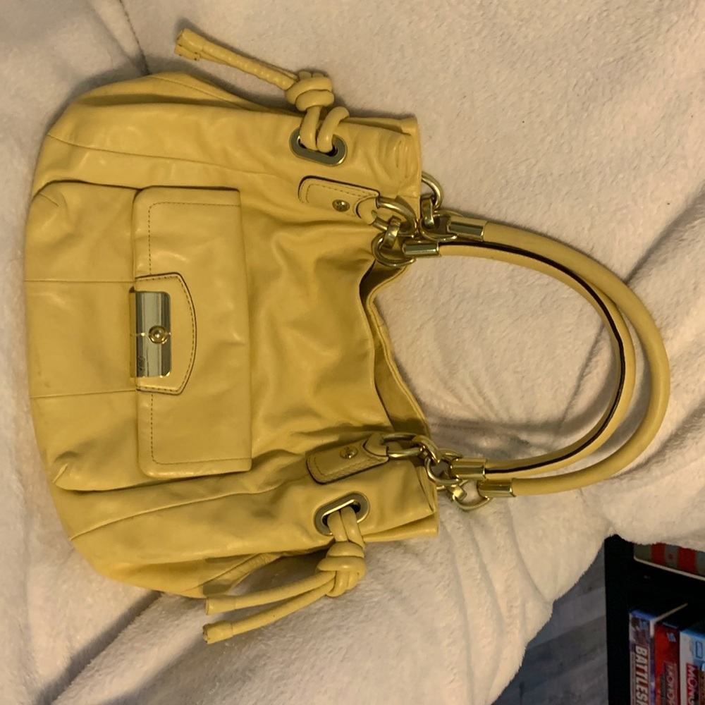 Coach Kristen Leather Satchel Purse Butterly Yellow #1093-16800 Hurry